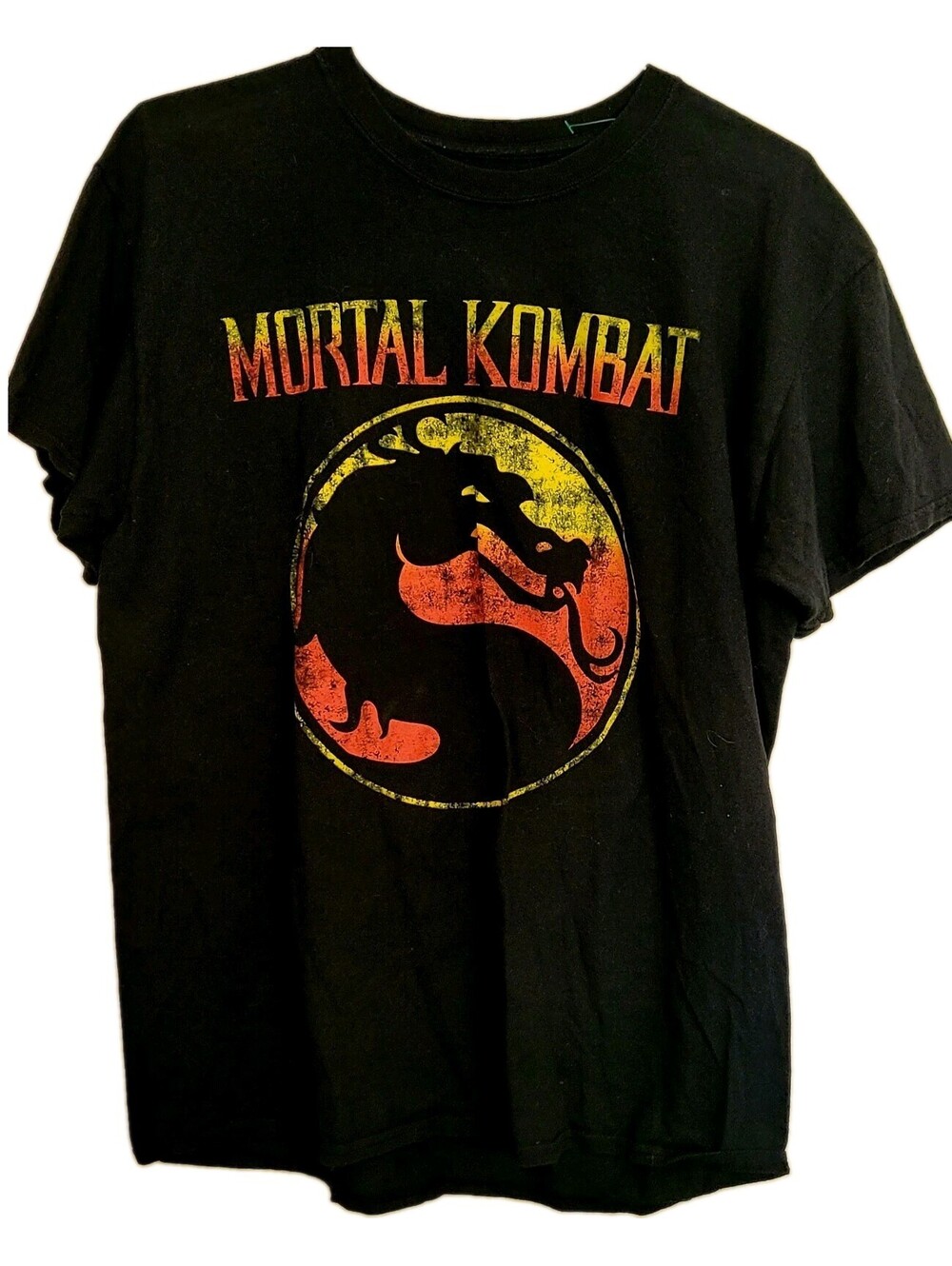 Mortal Kombat Classic Gamer T Shirt Men Large Black Official Dragon Head